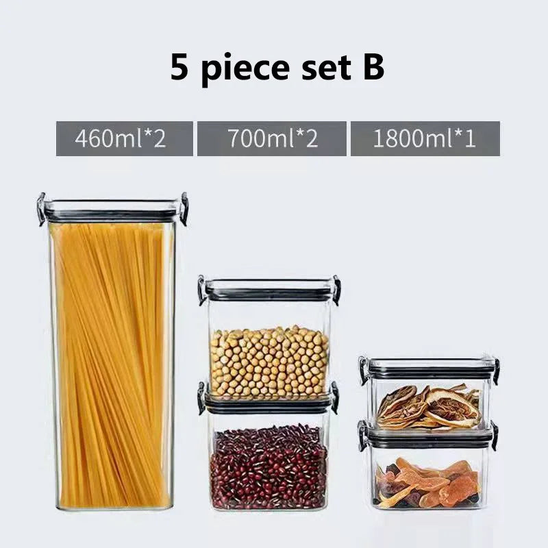 460-1800ml Sets Stackable Kitchen Sealed Jar Plastic Food Storage Box Multigrain Tank Bottle Dried Fruit Tea Storage Containers