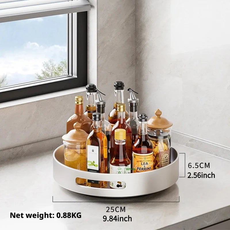 360° Rotating Kitchen Spice Rack Carbon Steel Lazy Susan Turntable Organizer for Pantry Cabinet Countertop