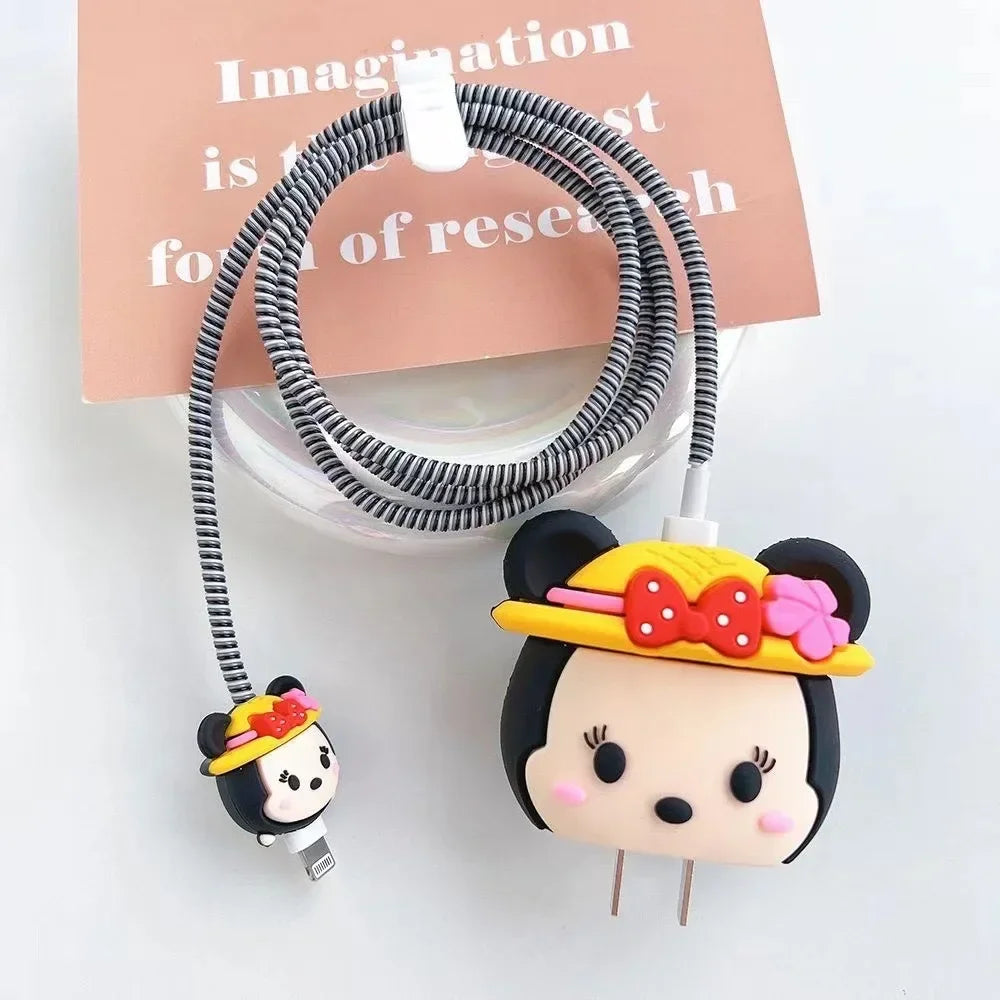 4Pcs Set Cable Protector for iPhone / iPad 18W/20W Charger Protector Case 3D Cartoon Cable Management Phone Wire Cord Organizers