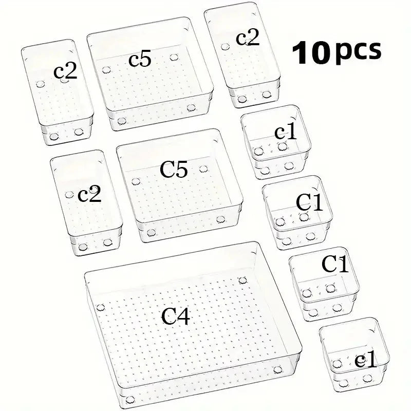 Drawer Organizers Clear Plastic Tub Containers for Bathroom Dressing Table Storage, Home Organization Makeup Kit