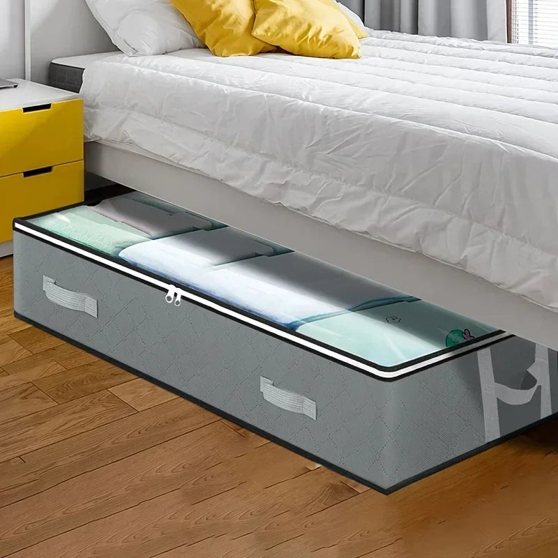 1pc/2pcs/3pcs Dustproof Under Bed Storage Box with Reinforced Handles for Comforter BlanketPillow and Toys Bedroom Accessories