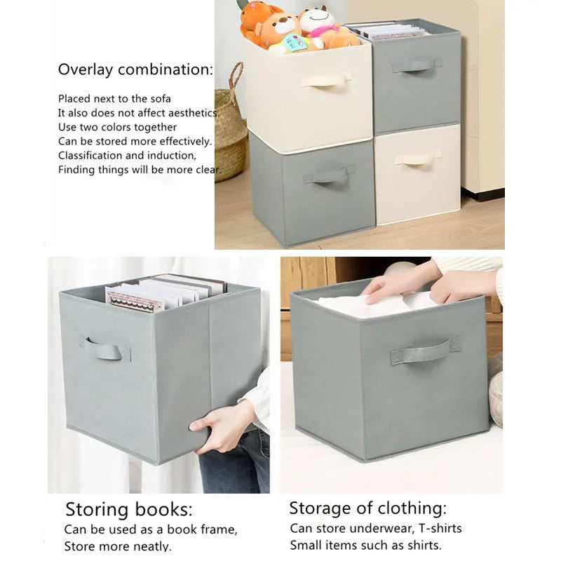 Cube Non Woven Fabric Storage Bin Collapsible Storage Box Home Supplies , Kid Toy Storage Organizer Cabinet drawer organization