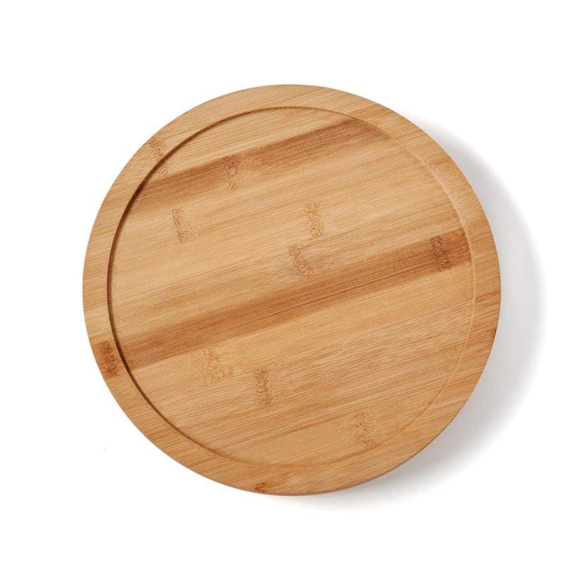 Solid Bamboo Lazy Susan Wood Turntable Tray Cabinet Organizer Balanced Smooth Spin Thicken Round Wood Tray Rotating Spice Rack