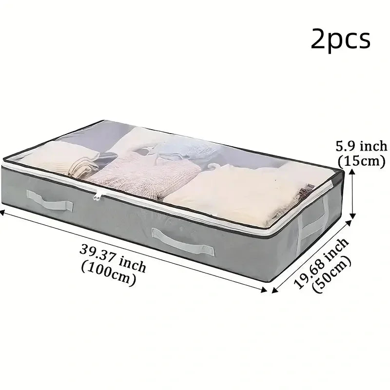 1pc/2pcs/3pcs Dustproof Under Bed Storage Box with Reinforced Handles for Comforter BlanketPillow and Toys Bedroom Accessories