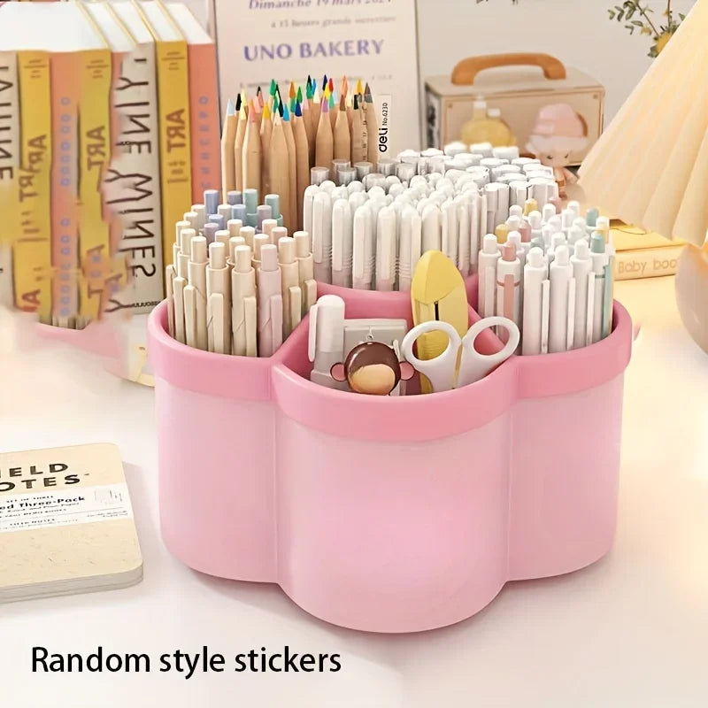 1PC 360° Rotating Pen Holder Cute Large Capacity Multifunctional Desktop Stationery Storage Organizer