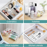 25Pcs Clear Plastic Drawer Organizer Set, 4 Sizes Desk Divider Bins for Makeup Jewelry Gadgets Kitchen Bathroom Office