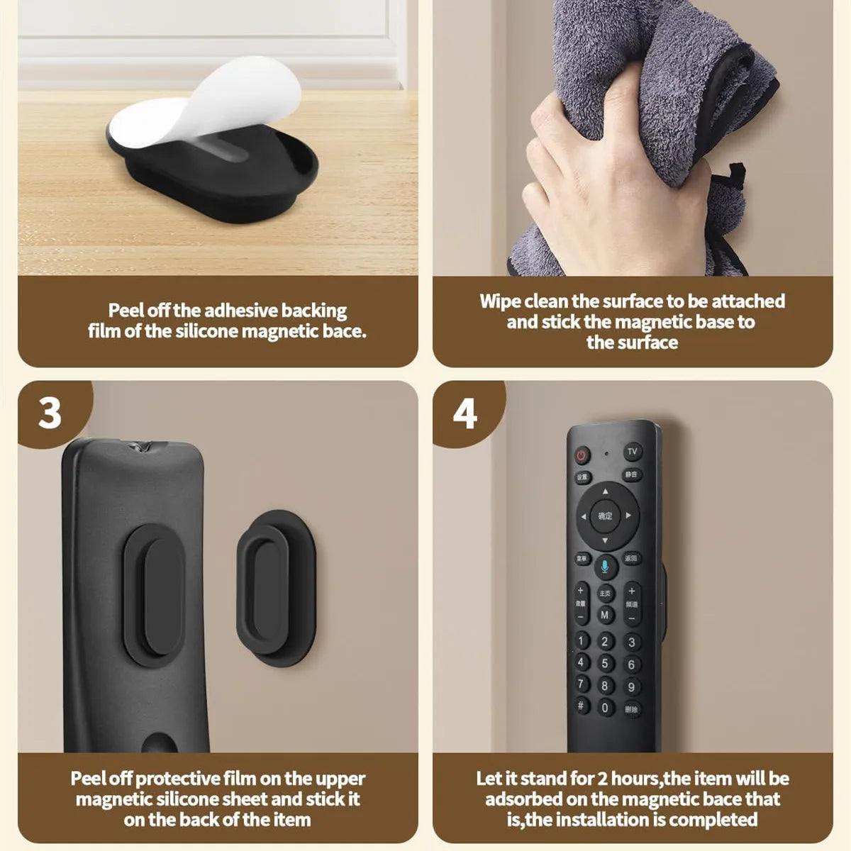6 Pack Magnetic Remote Control Holder Wall Mount Soft Silicone Remote Control Caddy with Strong Adhesive Remote Holder