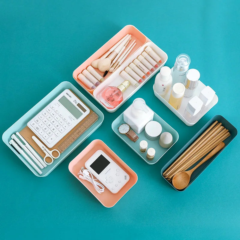 2547 Drawer separated storage box kitchen tableware small box rectangular plastic desktop cosmetics storage