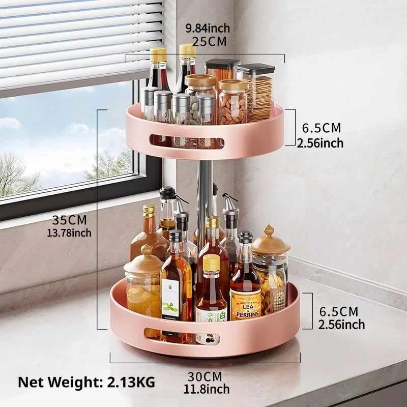 360° Rotating Kitchen Spice Rack Carbon Steel Lazy Susan Turntable Organizer for Pantry Cabinet Countertop