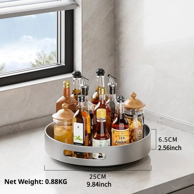 360° Rotating Kitchen Spice Rack Carbon Steel Lazy Susan Turntable Organizer for Pantry Cabinet Countertop