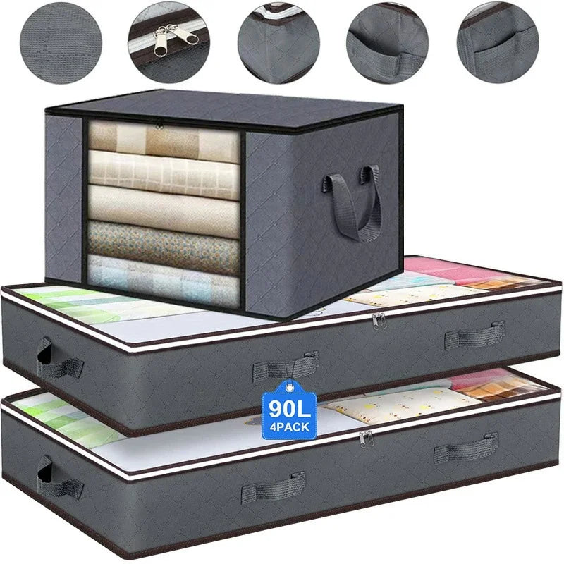 New Non-woven Underbed Quilt Storage Bag Organizer Wardrobe Clothes Dust Moisture-proof Finishing Bag Foldable Storage Box