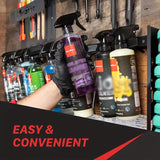 Metal Universal Detail Spray Bottle Holder | Wall-Mounted Black Iron Storage Rack with Multiple Compartments, Spray Bottles