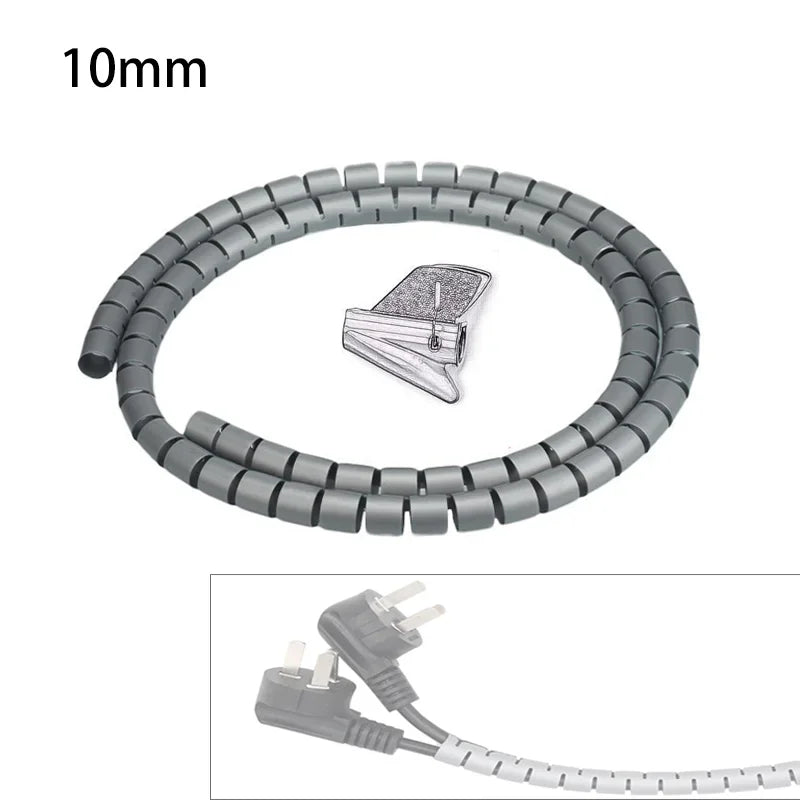 2m 8/10/16/22/28/32/42mm Cable Protector Wire Organizer Computer Cord Protective Bite Tube Clip Management Tool Spiral Winder