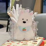 Acrylic Fish Cake Pen Holder Cute Dog Pen Holder Large-Capacity Desktop Stationery Pen Storage Box Home Office Supplies