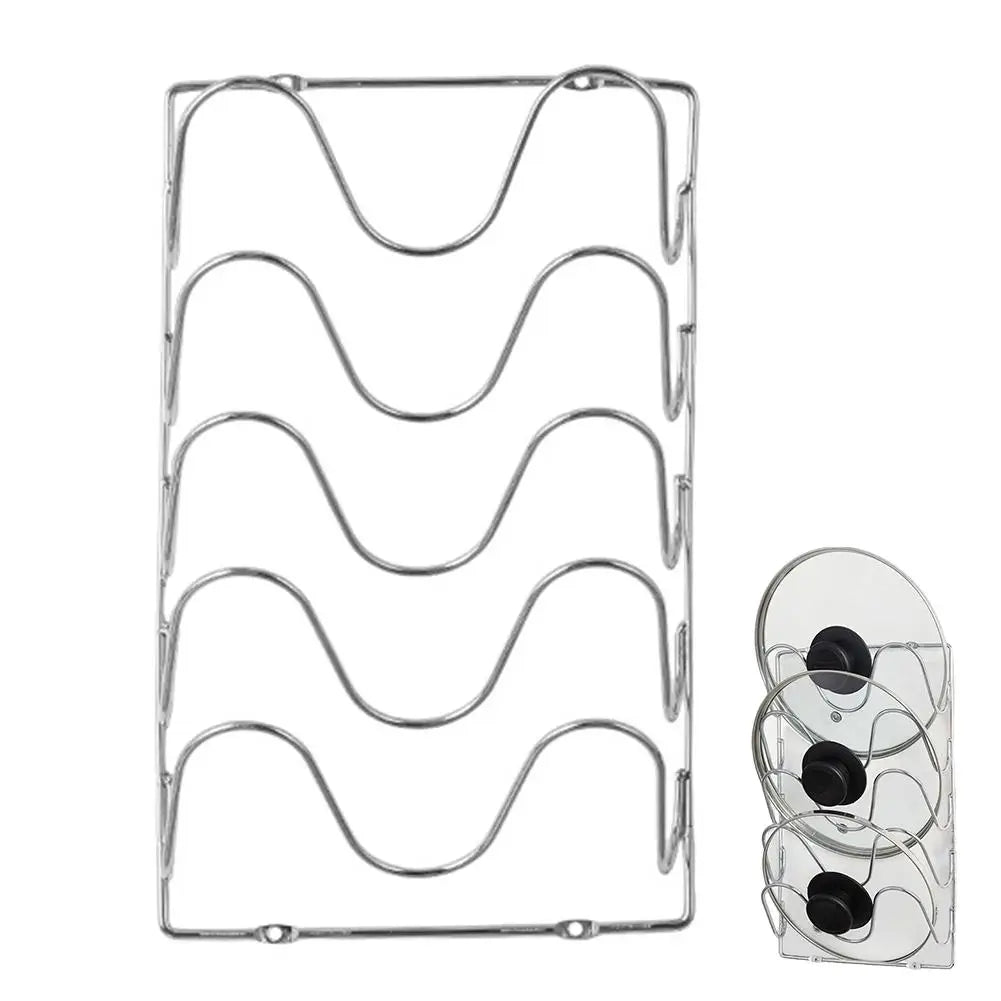 Kitchen Organizer Rack Wall Hanging Pot Cover Rack Five-Layer Pot Lid Metal Rust-Free Multifunctional Rack Pot Lid Storage Rack