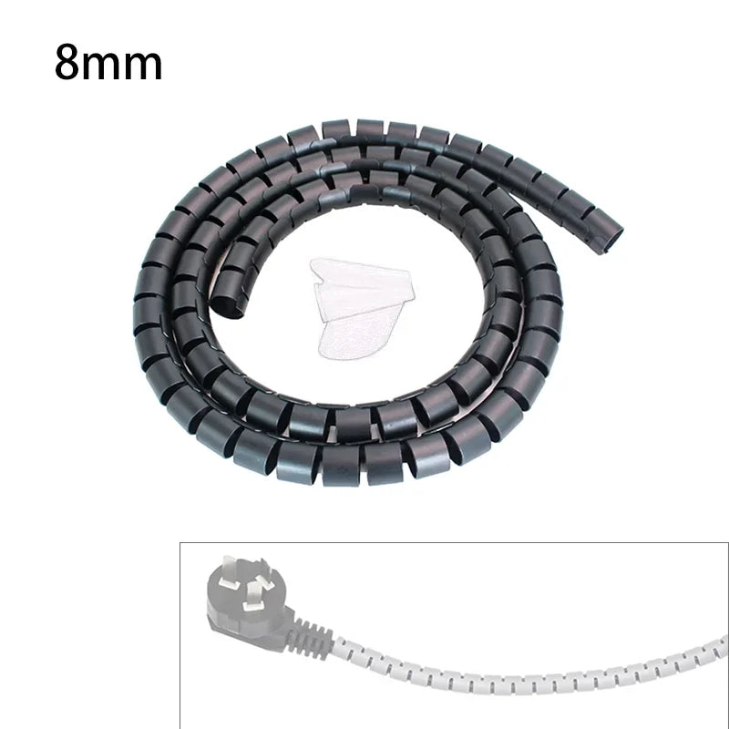 2m 8/10/16/22/28/32/42mm Cable Protector Wire Organizer Computer Cord Protective Bite Tube Clip Management Tool Spiral Winder