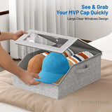 Hat Storage Box with Clear WindowFoldable Organizer for Accessories hat dust ProofStorage Box Large Capacity Stackable