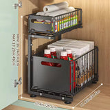 Pull-Out Under Sink Organizer, 2-Tier Adjustable Height Sliding Shelf for Kitchen/Bathroom Cabinet Storage Black & White
