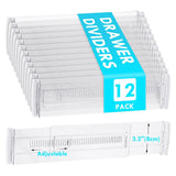 Pack Adjustable Drawer Organizers, Clear Expandable Dresser Organizers for Storing Clothes Kitchen Utensils