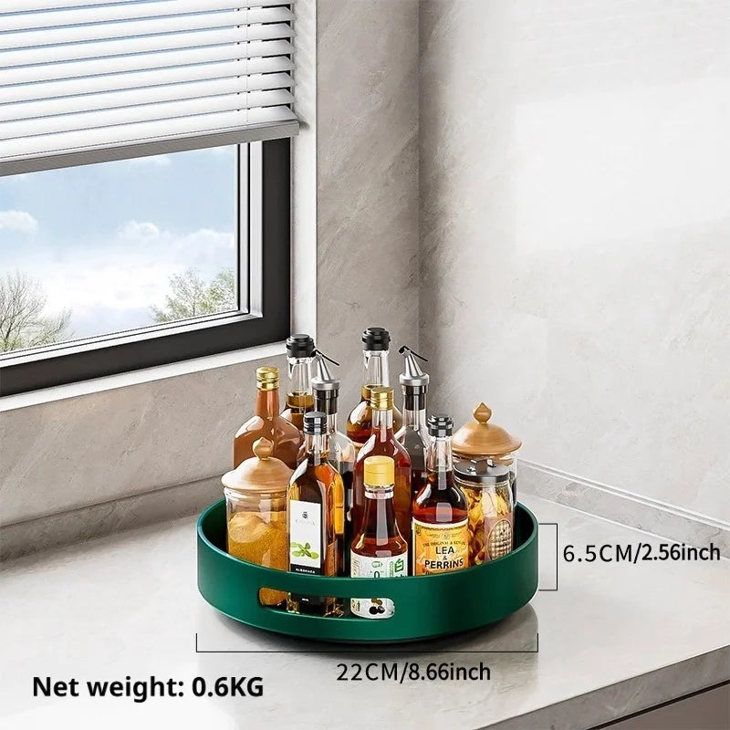 360° Rotating Kitchen Spice Rack Carbon Steel Lazy Susan Turntable Organizer for Pantry Cabinet Countertop