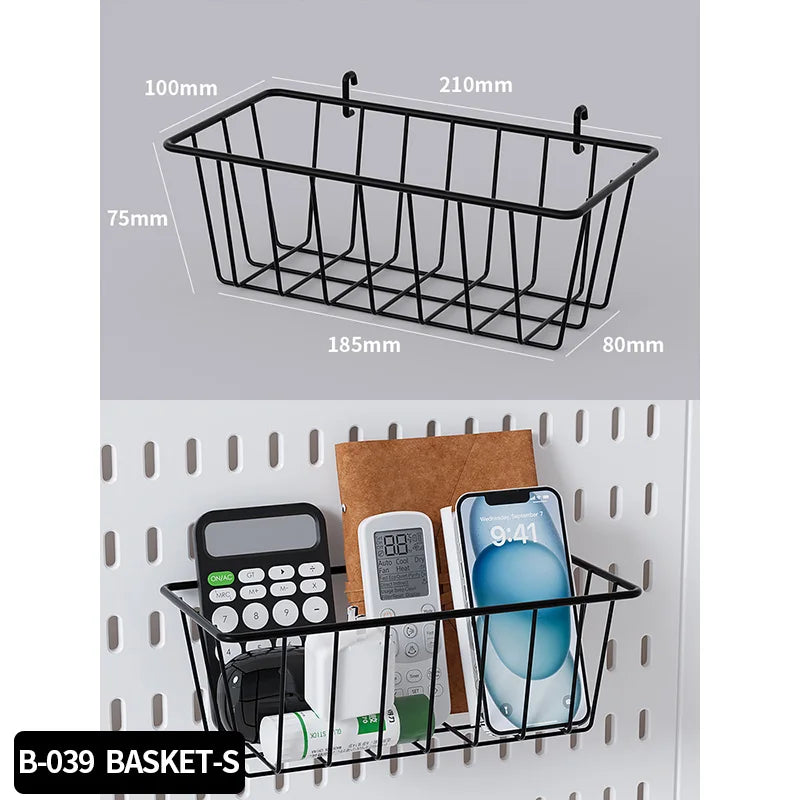 Desktop pegboard storage kit: Stand-up clip - on panels, perfect for home office and study storage.