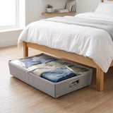 Rolling Under Bed Storage Bin with Zipper for Shoes and Clothes Organization in Gray