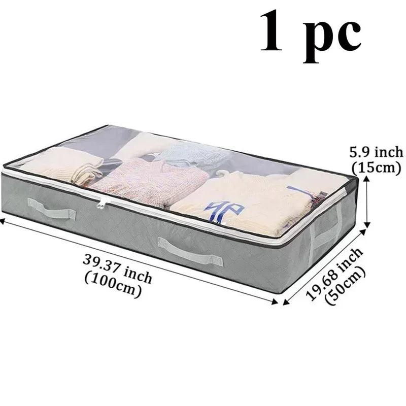 1pc/2pcs/3pcs Dustproof Under Bed Storage Box with Reinforced Handles for Comforter BlanketPillow and Toys Bedroom Accessories
