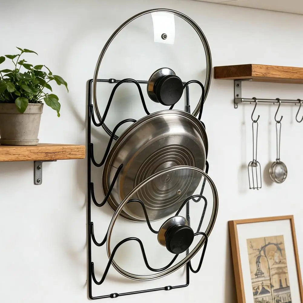 Kitchen Organizer Rack Wall Hanging Pot Cover Rack Five-Layer Pot Lid Metal Rust-Free Multifunctional Rack Pot Lid Storage Rack