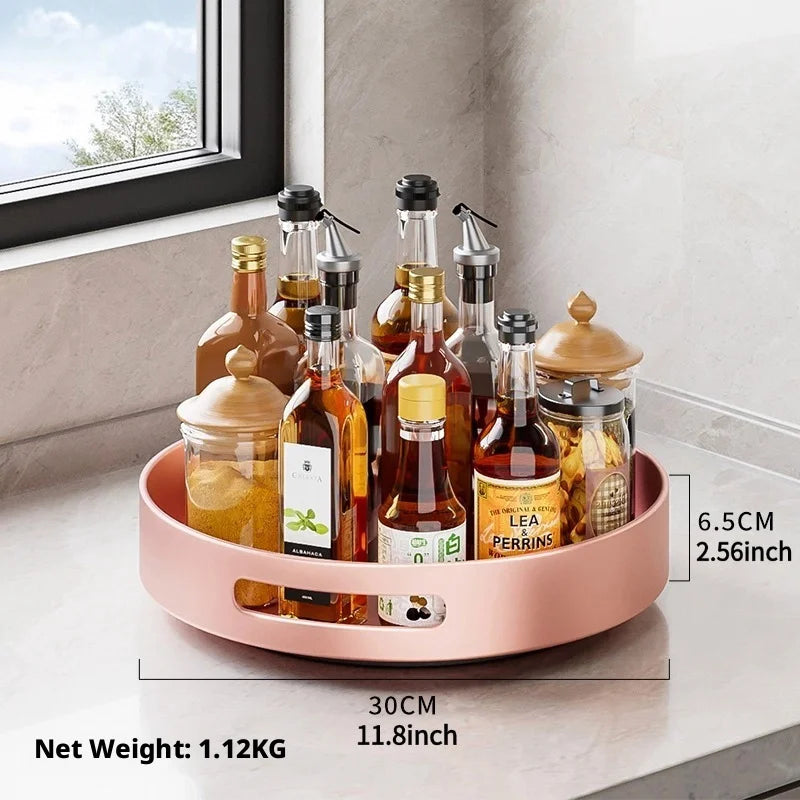 360° Rotating Kitchen Spice Rack Carbon Steel Lazy Susan Turntable Organizer for Pantry Cabinet Countertop