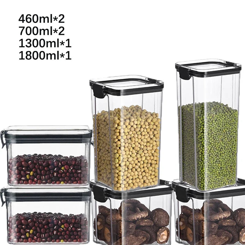 460-1800ml Sets Stackable Kitchen Sealed Jar Plastic Food Storage Box Multigrain Tank Bottle Dried Fruit Tea Storage Containers