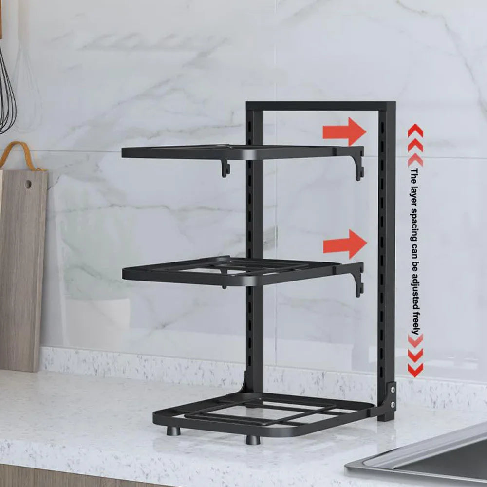 Height Adjustable Heavy Duty Pot and Pan Organizer Rack for under Cabinet and Under Sink Organizers and Storage
