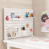 Desktop pegboard storage kit: Stand-up clip - on panels, perfect for home office and study storage.