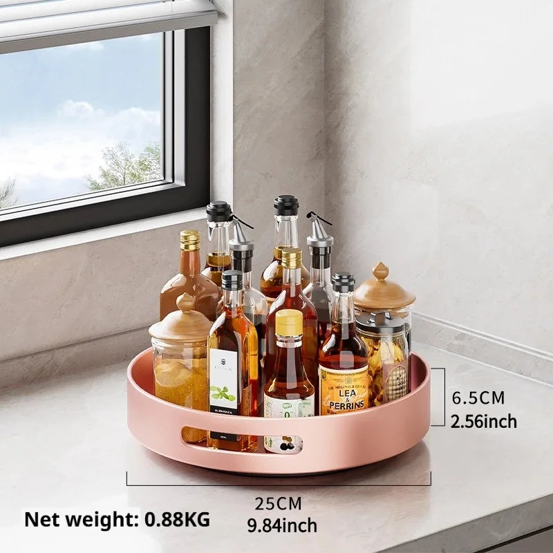 360° Rotating Kitchen Spice Rack Carbon Steel Lazy Susan Turntable Organizer for Pantry Cabinet Countertop
