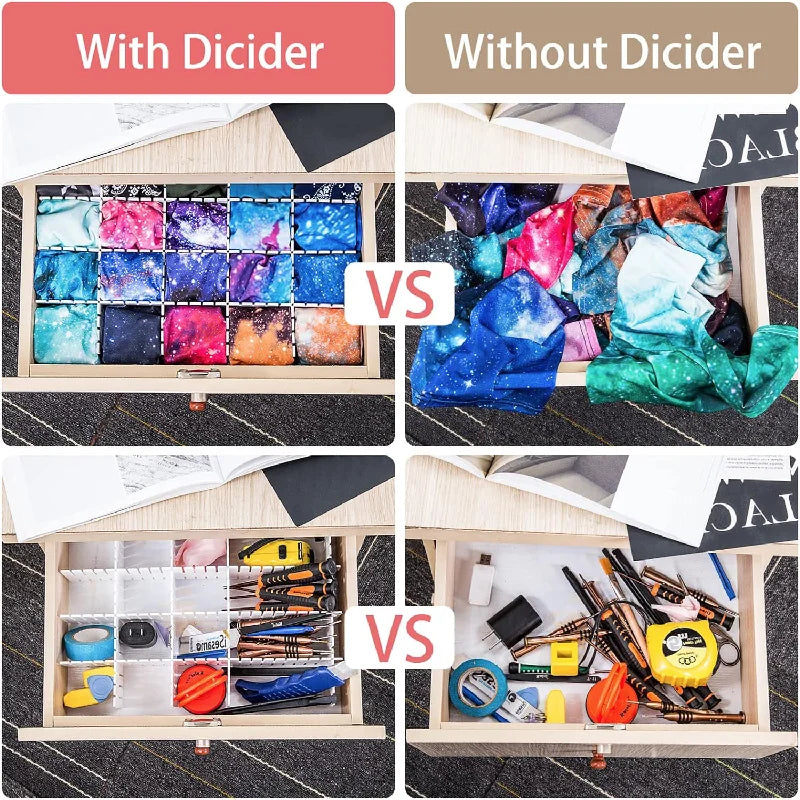 10Pcs Drawer Dividers,Adjustable Divider Drawer, Drawer Organiser System, Drawer Divider for Cupboard, Underwear, Socks