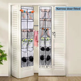 12 Pockets Over the Door Shoe Organizer Large Mesh Pockets With 2 Hooks Transparent Fabric Shoe Rack Storage Bag For Bedroom