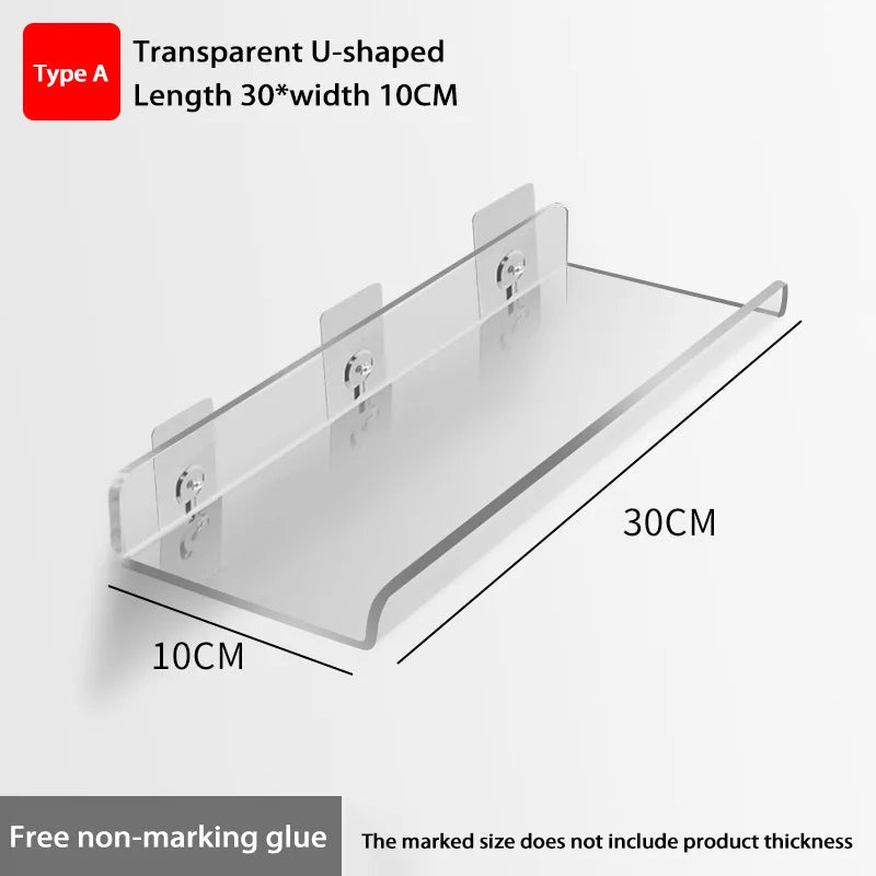 Self Adhesive Storage Shelf Wall-mounted Storage Rack Removable Bathroom Shower Organizer Kitchen Wardrobe Bathroom Accessories