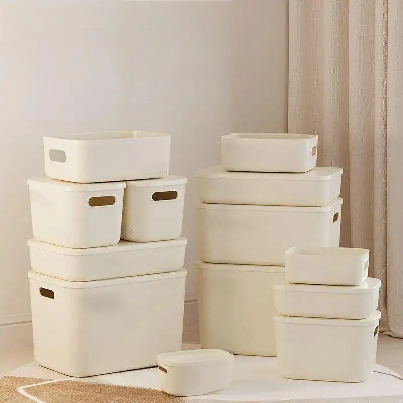 1pc/5pcs Ins Style Storage Box with Lid Dustproof Cosmetics Clothing Grocery Storage Bedroom Dormitory Storage Box Toy Storage