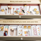 18 Pcs Interlocking Drawer Organizer Set - White Plastic Dividers for Kitchen, Office, Bathroom