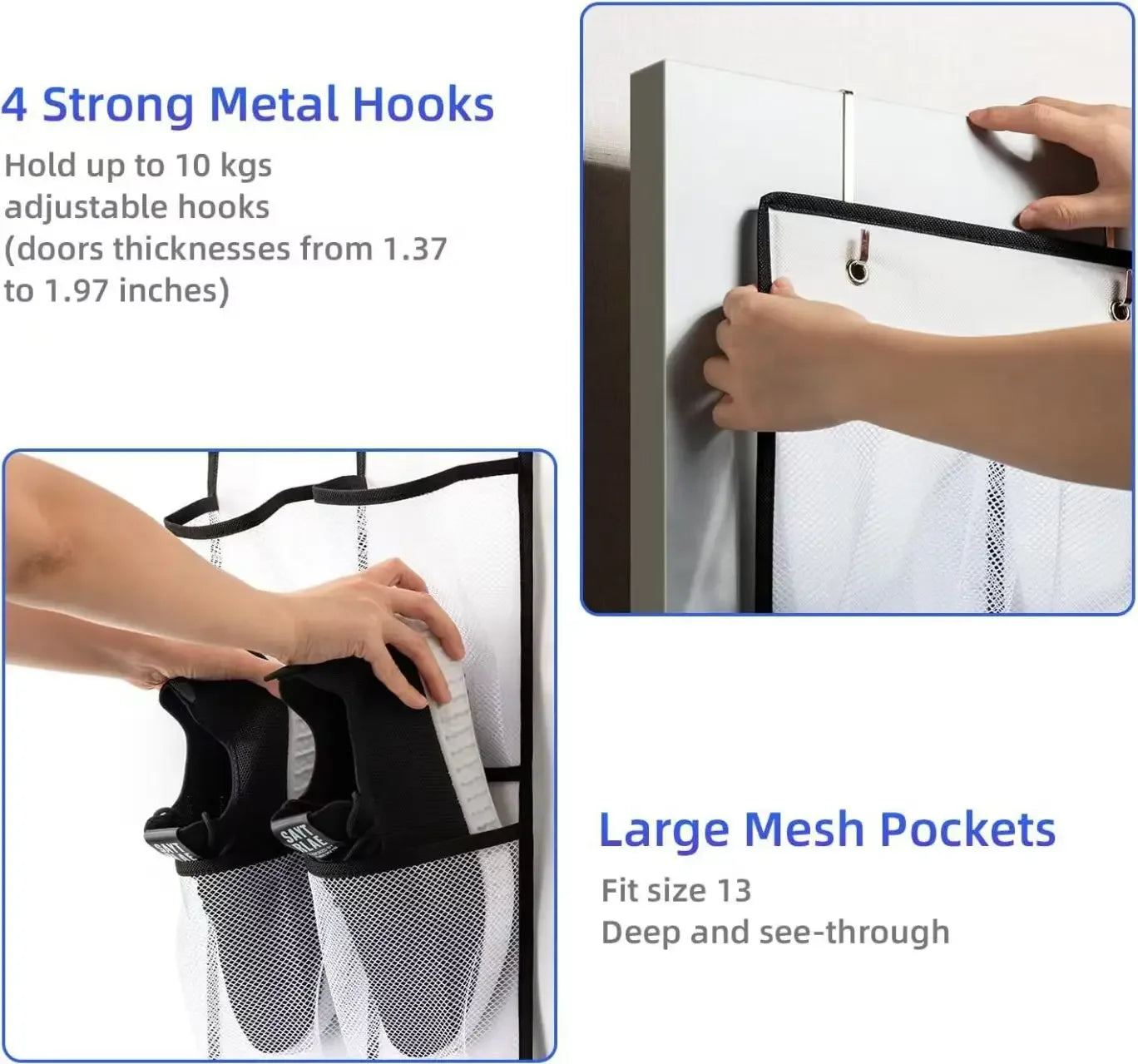14/24/40 Grids Over The Door Shoe RackMesh Pockets Hanging Shoe Organizer For Closet Hanging Shoe Rack Holder