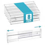 Pack Adjustable Drawer Organizers, Clear Expandable Dresser Organizers for Storing Clothes Kitchen Utensils
