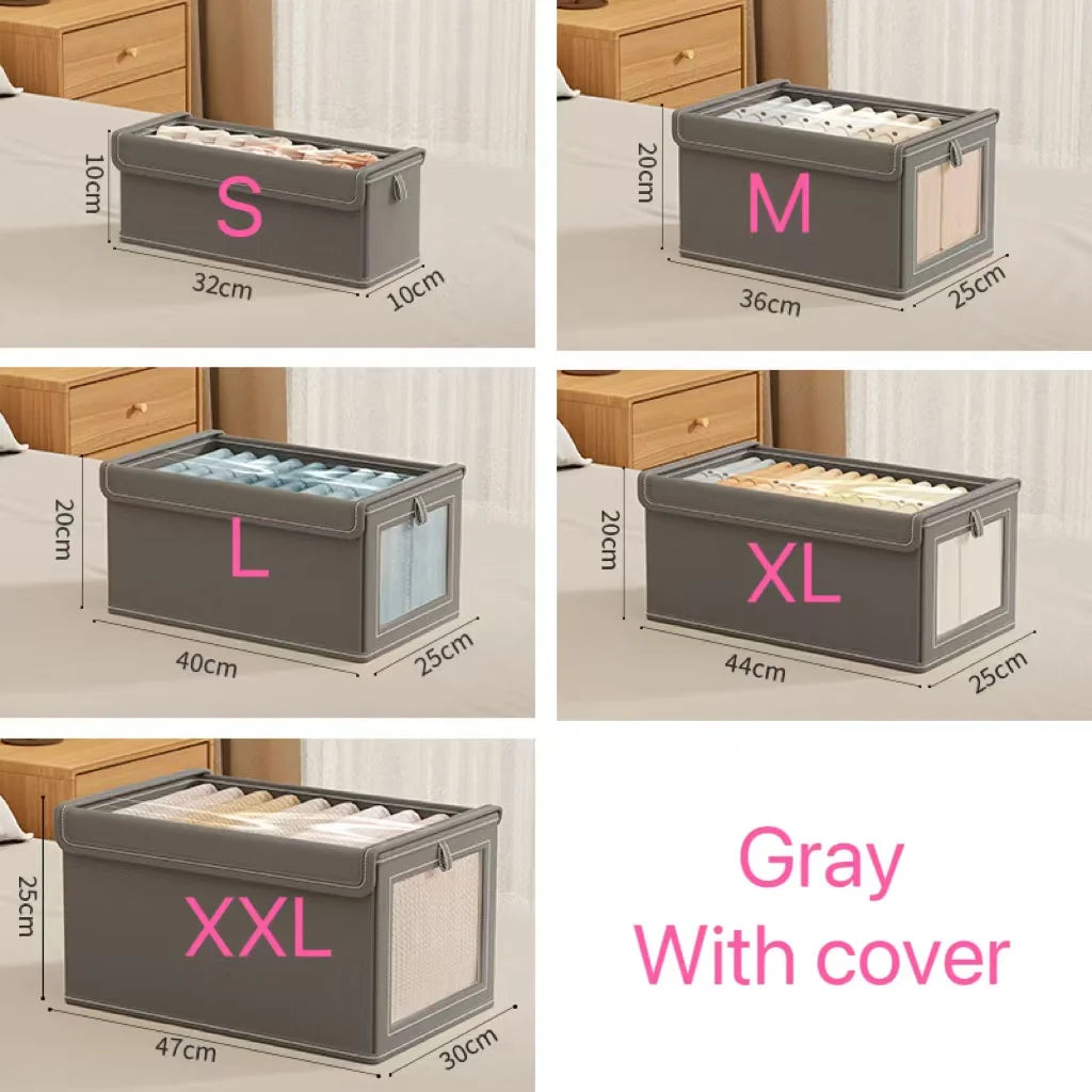 Foldable Clothes Storage Box with Transparent Window, Oxford Cloth, Household, Dustproof, 1Pc