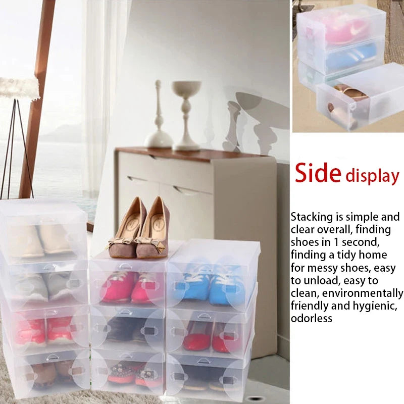 12 Piece Transparent Shoe Box Stackable Shoe Box Storage Plastic Shoe Box Dustproof Sports Shoe Box, Optional Specifications