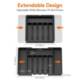 Adjustable Silverware Drawer Organizer, Flatware Utensil Tray for Kitchen Drawer, Cutlery Storage Holder for Spoons Forks Knives