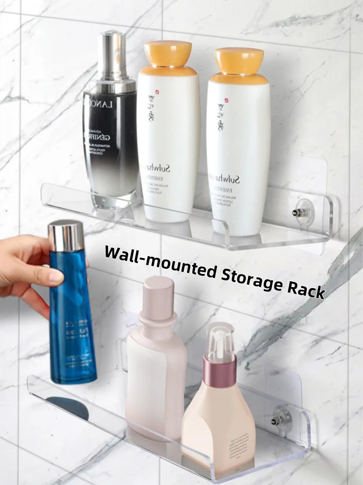 Self Adhesive Storage Shelf Wall-mounted Storage Rack Removable Bathroom Shower Organizer Kitchen Wardrobe Bathroom Accessories