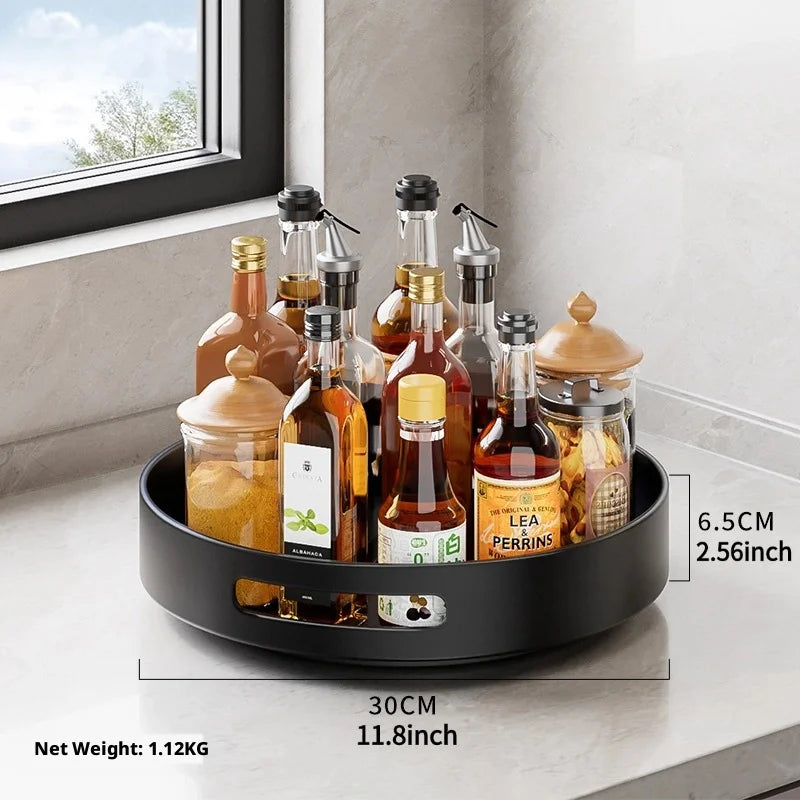 360° Rotating Kitchen Spice Rack Carbon Steel Lazy Susan Turntable Organizer for Pantry Cabinet Countertop