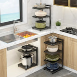 Kitchen Storage Rack Adjustable Plates and Pots Carbon Steel Storage Rack Free Layered Snap-on Floor Pot Rack Kitchen Storage