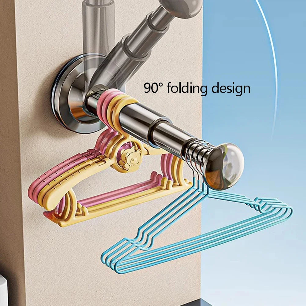 Multifunctional Telescopic Suction Cup Hanger Adjustable Length Drill-free Clothes Hanger Household Storage Artifact