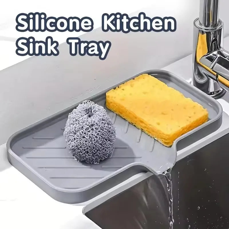 Silicone Faucet Pad Sink Tray Soap Sponge Storage Rack Soap Tray Kitchen Storage Rack Sponge Drainage Pad Soap Dispenser Kitchen