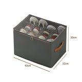 Shoes Storage Organizer Collapsible Fabric Bin Shoe Storage Bag Foldable Storage with Handles & Clear Cover for Entryway Bedroom