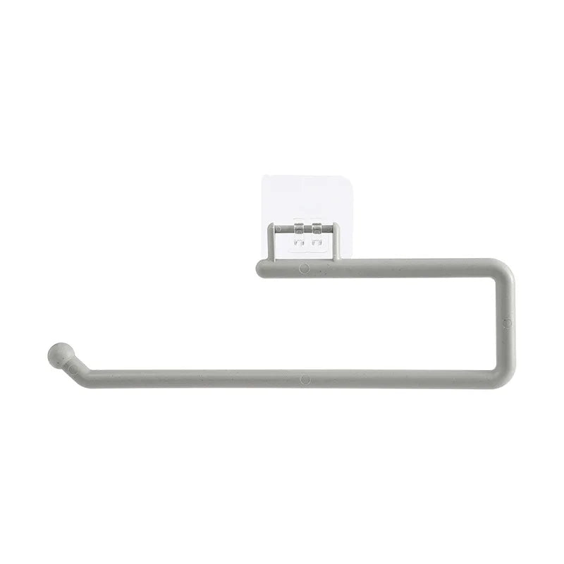 No-Drill Under Cabinet Paper Towel Holder with Towel Hook,Self-Adhesive Plastic Paper Roll Rack,Kitchen Tissue & Cloth Organizer